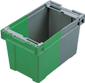 Bac gerbable emboitable &agrave; rabats Linpac Allibert,26 litres ref31E26 GRIS VERT